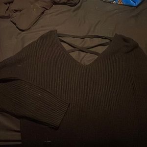 Black knit cross back sweater